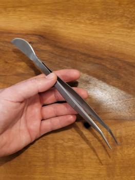 Pinzette mit Spatel Edelstahl 220mm
