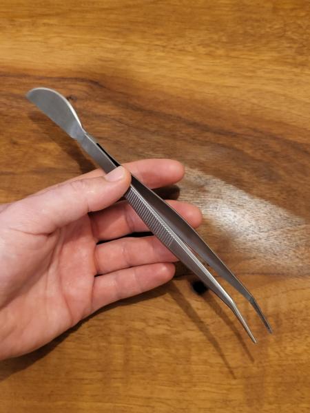 Pinzette mit Spatel Edelstahl 220mm